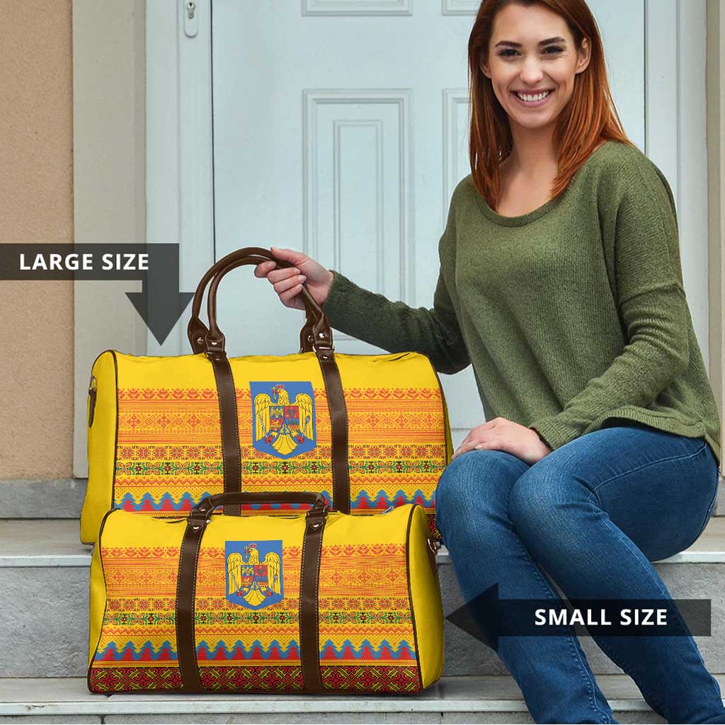 Romania Merry Christmas Travel Bag Romania Emblem Traditional Folk Art - Polynesian Pride