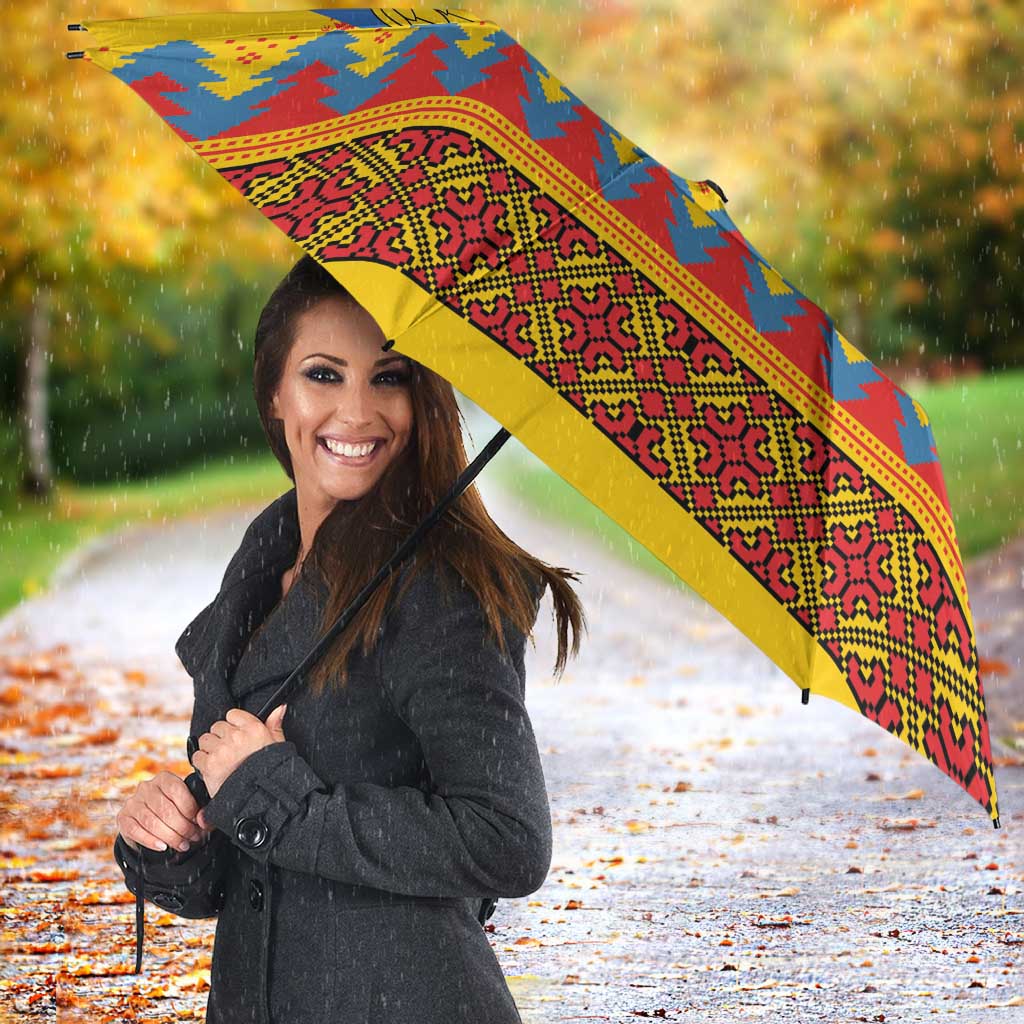 Romania Merry Christmas Umbrella Romania Emblem Traditional Folk Art - Polynesian Pride