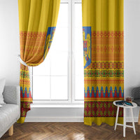 Romania Merry Christmas Window Curtain Romania Emblem Traditional Folk Art - Polynesian Pride