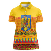 Romania Merry Christmas Women Polo Shirt Romania Emblem Traditional Folk Art - Polynesian Pride