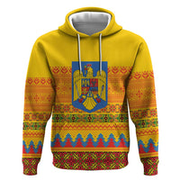 Romania Merry Christmas Zip Hoodie Romania Emblem Traditional Folk Art - Polynesian Pride