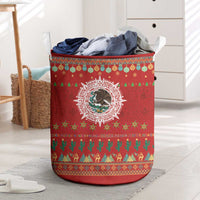Mexico Merry Christmas Laundry Basket Mexican Cultural Emblem Xmas Style - Polynesian Pride
