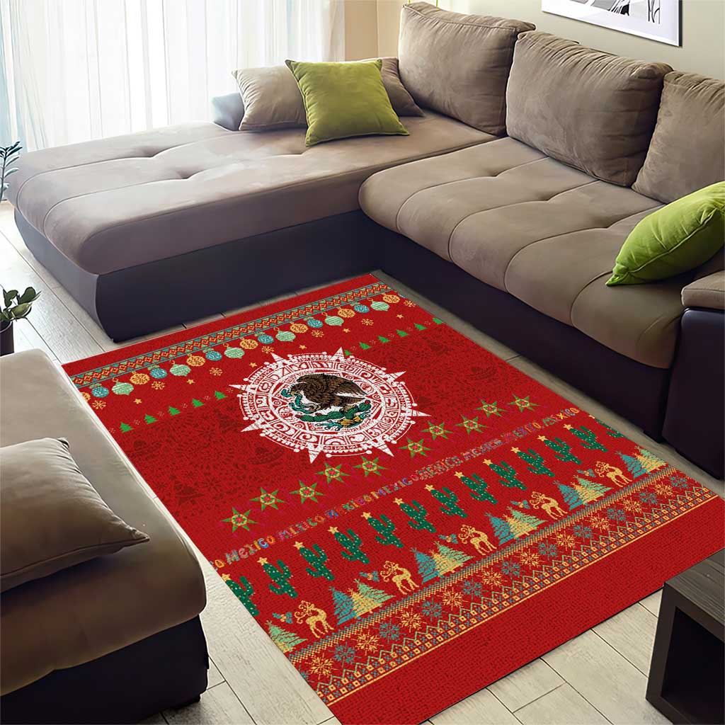 Mexico Merry Christmas Area Rug Mexican Cultural Emblem Xmas Style - Polynesian Pride