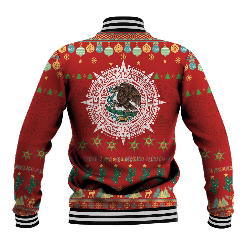 Mexico Merry Christmas Baseball Jacket Mexican Cultural Emblem Xmas Style - Polynesian Pride