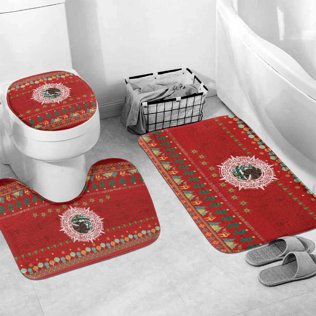 Mexico Merry Christmas Bathroom Set Mexican Cultural Emblem Xmas Style - Polynesian Pride