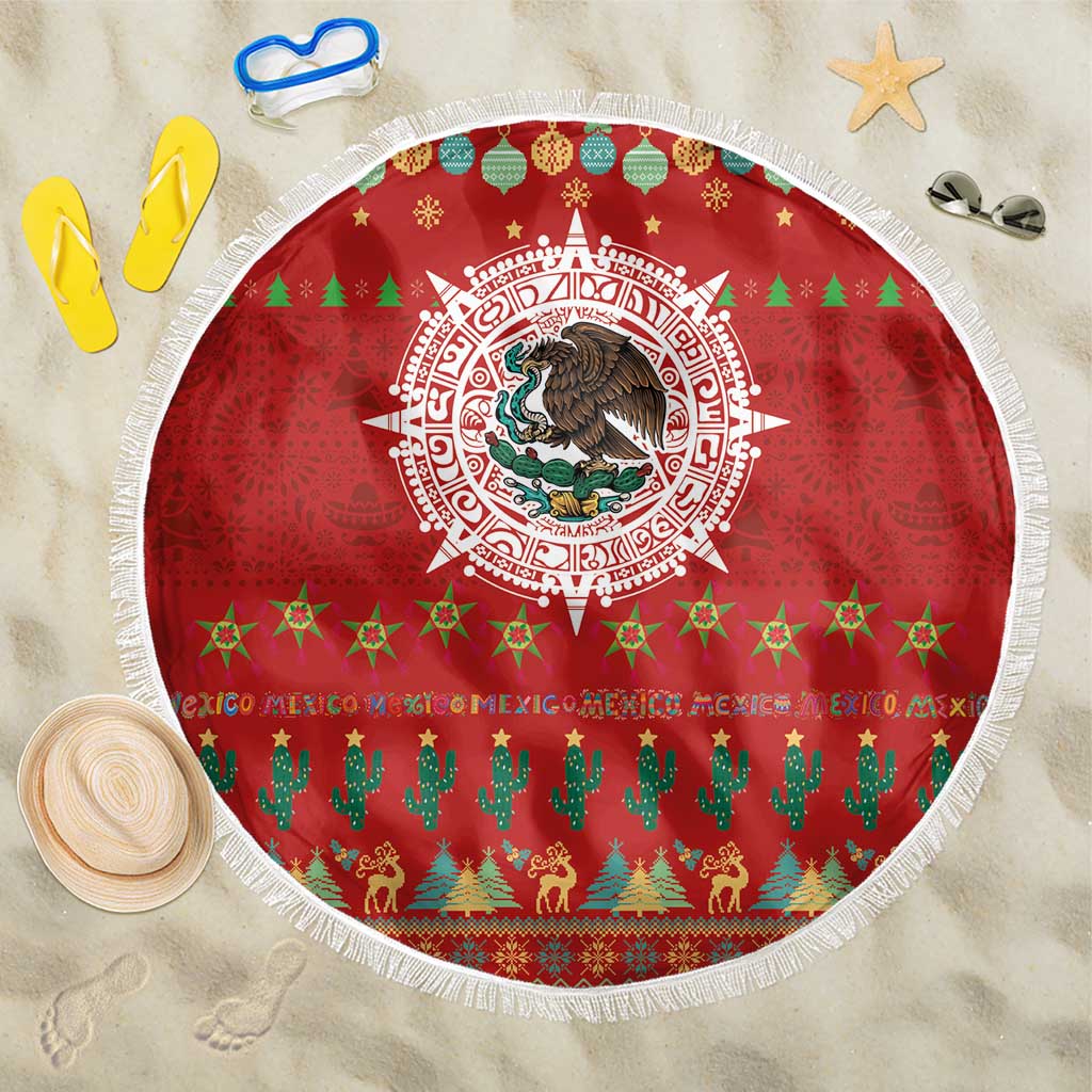 Mexico Merry Christmas Beach Blanket Mexican Cultural Emblem Xmas Style - Polynesian Pride