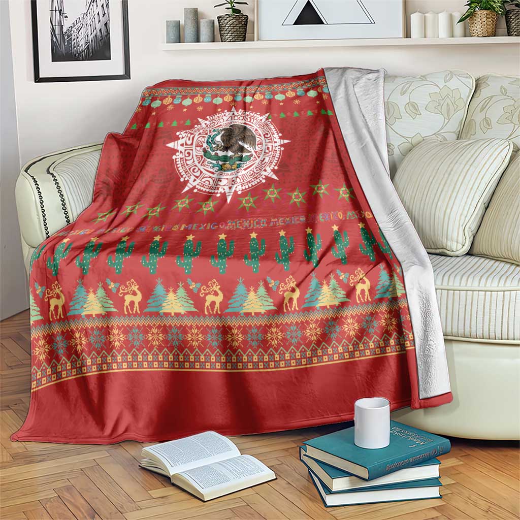 Mexico Merry Christmas Blanket Mexican Cultural Emblem Xmas Style - Polynesian Pride