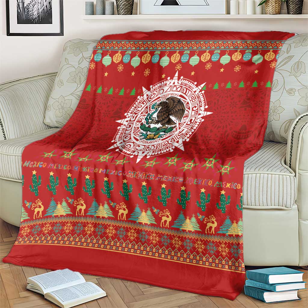 Mexico Merry Christmas Blanket Mexican Cultural Emblem Xmas Style - Polynesian Pride