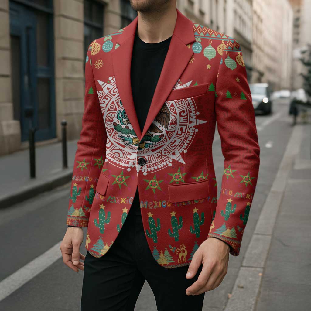 Mexico Merry Christmas Blazer Mexican Cultural Emblem Xmas Style - Polynesian Pride