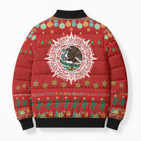 Mexico Merry Christmas Bomber Puffer Jacket Mexican Cultural Emblem Xmas Style - Polynesian Pride