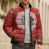 Mexico Merry Christmas Bomber Puffer Jacket Mexican Cultural Emblem Xmas Style - Polynesian Pride