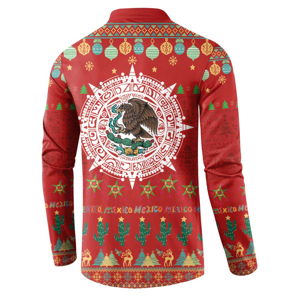 Mexico Merry Christmas Button Sweatshirt Mexican Cultural Emblem Xmas Style - Polynesian Pride