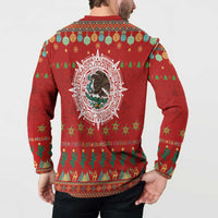 Mexico Merry Christmas Button Sweatshirt Mexican Cultural Emblem Xmas Style - Polynesian Pride