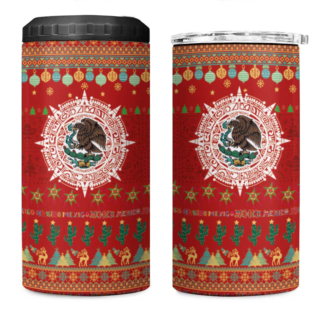Mexico Merry Christmas 4 in 1 Can Cooler Tumbler Mexican Cultural Emblem Xmas Style - Polynesian Pride