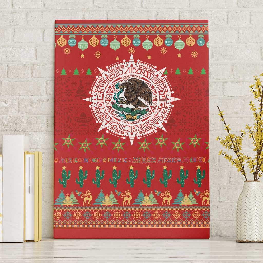 Mexico Merry Christmas Canvas Wall Art Mexican Cultural Emblem Xmas Style - Polynesian Pride