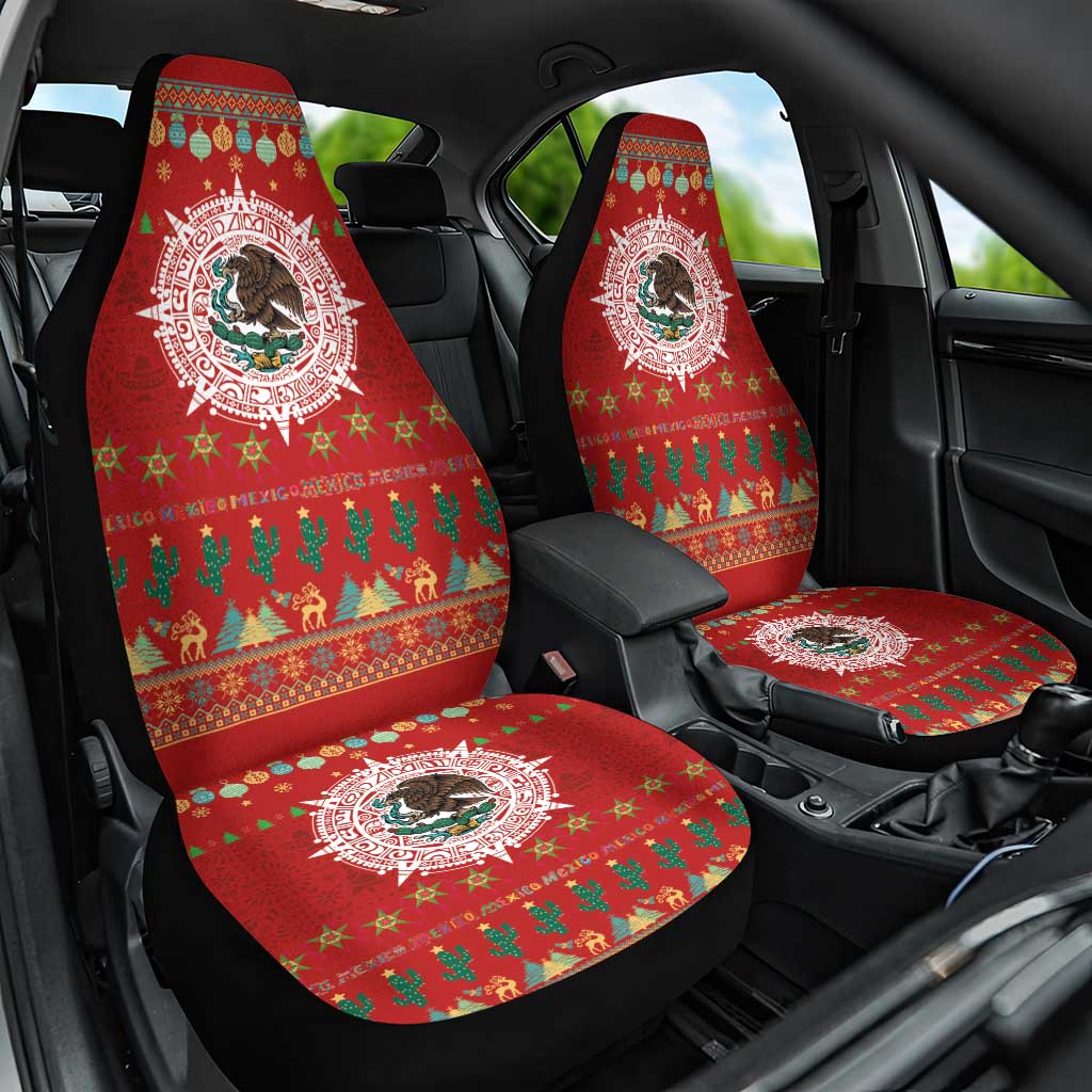 Mexico Merry Christmas Car Seat Cover Mexican Cultural Emblem Xmas Style - Polynesian Pride