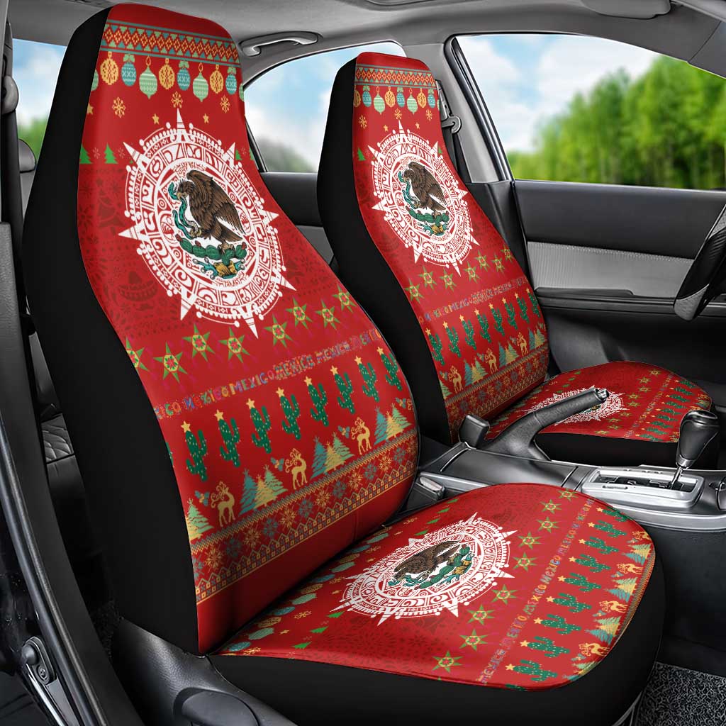 Mexico Merry Christmas Car Seat Cover Mexican Cultural Emblem Xmas Style - Polynesian Pride