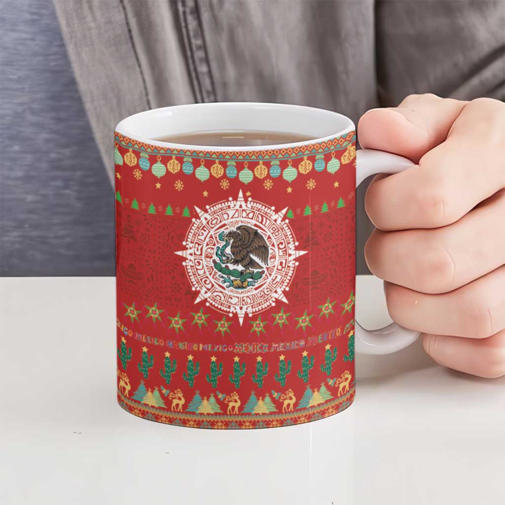 Mexico Merry Christmas Ceramic Mug Mexican Cultural Emblem Xmas Style - Polynesian Pride