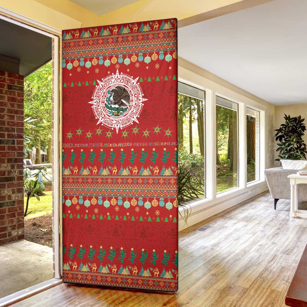 Mexico Merry Christmas Door Cover Mexican Cultural Emblem Xmas Style - Polynesian Pride