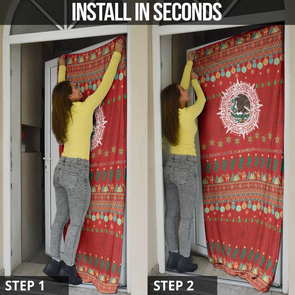 Mexico Merry Christmas Door Cover Mexican Cultural Emblem Xmas Style - Polynesian Pride