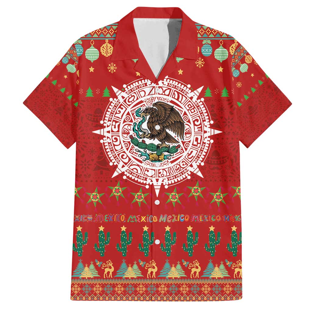 Mexico Merry Christmas Family Matching Long Sleeve Bodycon Dress and Hawaiian Shirt Mexican Cultural Emblem Xmas Style - Polynesian Pride