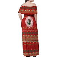 Mexico Merry Christmas Family Matching Off Shoulder Maxi Dress and Hawaiian Shirt Mexican Cultural Emblem Xmas Style - Polynesian Pride