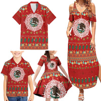 Mexico Merry Christmas Family Matching Summer Maxi Dress and Hawaiian Shirt Mexican Cultural Emblem Xmas Style - Polynesian Pride