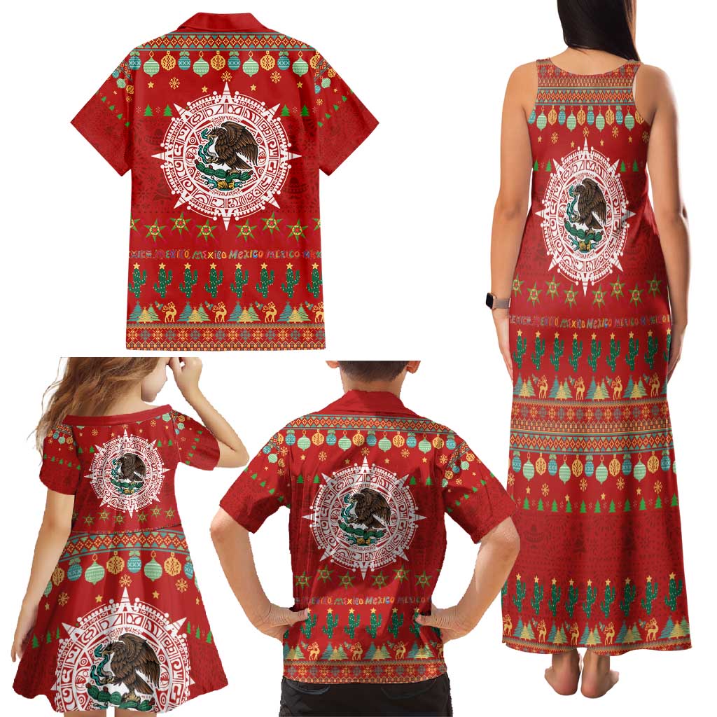 Mexico Merry Christmas Family Matching Tank Maxi Dress and Hawaiian Shirt Mexican Cultural Emblem Xmas Style - Polynesian Pride