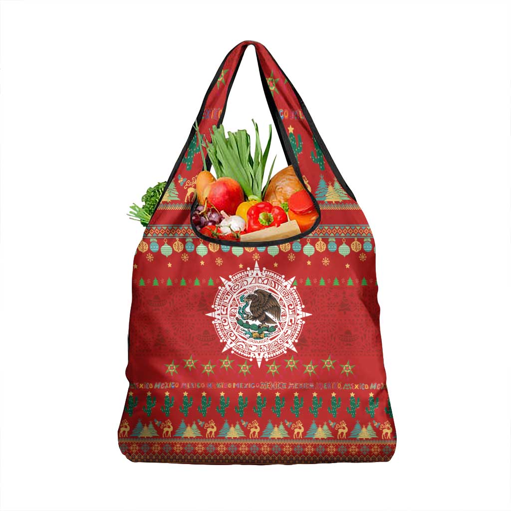 Mexico Merry Christmas Grocery Bag Mexican Cultural Emblem Xmas Style - Polynesian Pride
