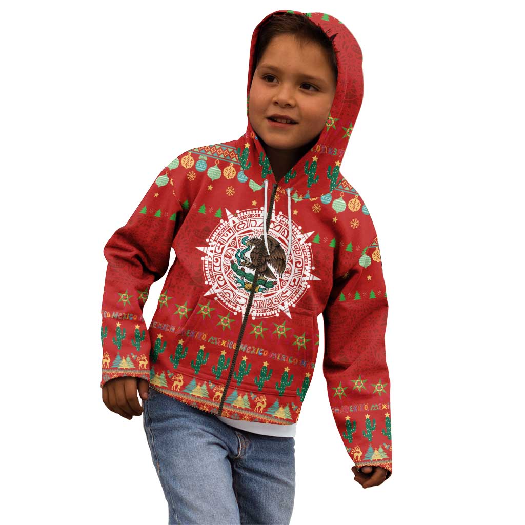 Mexico Merry Christmas Kid Hoodie Mexican Cultural Emblem Xmas Style - Polynesian Pride