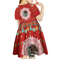 Mexico Merry Christmas Kid Short Sleeve Dress Mexican Cultural Emblem Xmas Style - Polynesian Pride