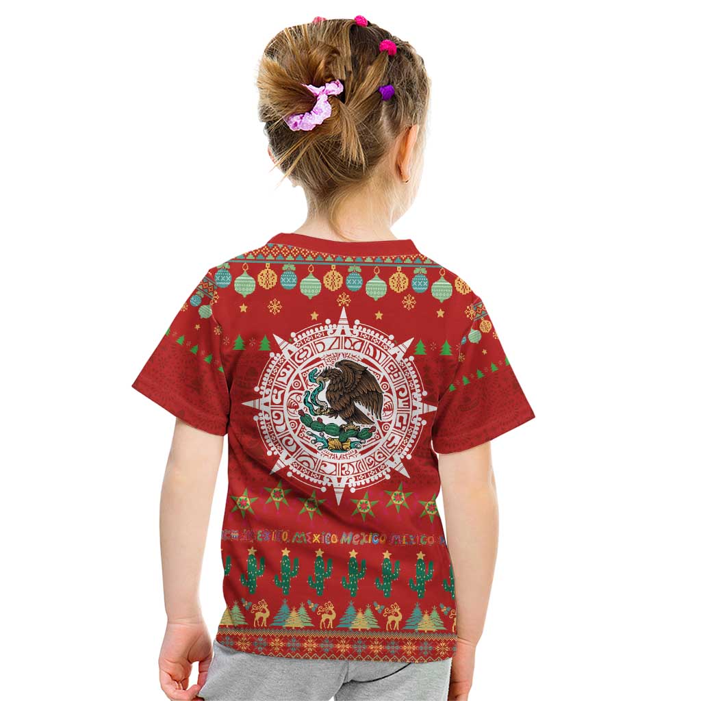Mexico Merry Christmas Kid T Shirt Mexican Cultural Emblem Xmas Style - Polynesian Pride