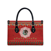 Mexico Merry Christmas Leather Bag Mexican Cultural Emblem Xmas Style - Polynesian Pride