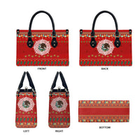 Mexico Merry Christmas Leather Bag Mexican Cultural Emblem Xmas Style - Polynesian Pride