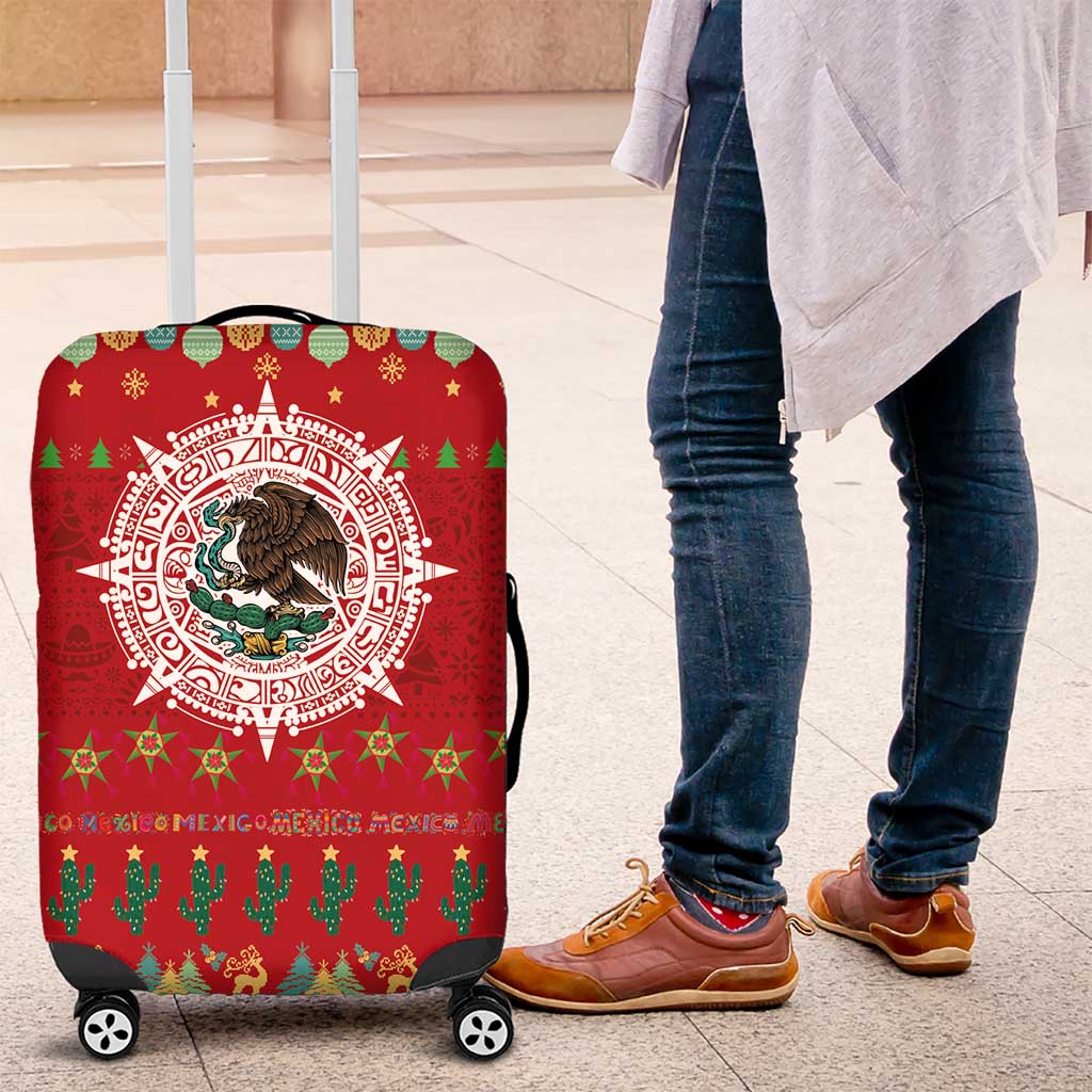 Mexico Merry Christmas Luggage Cover Mexican Cultural Emblem Xmas Style - Polynesian Pride