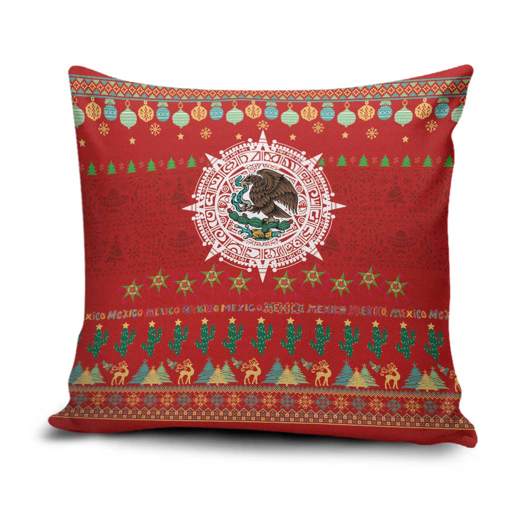 Mexico Merry Christmas Pillow Cover Mexican Cultural Emblem Xmas Style - Polynesian Pride