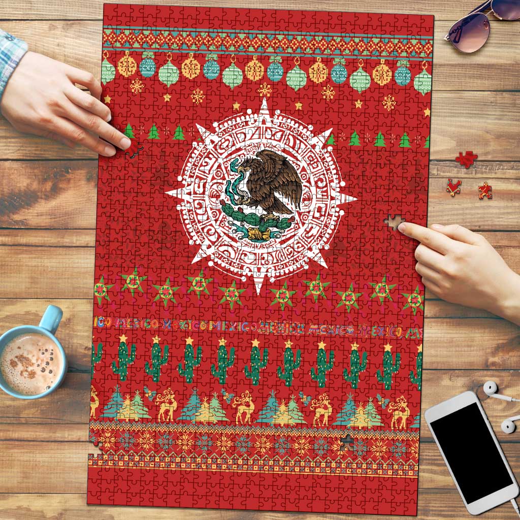 Mexico Merry Christmas Puzzle Mexican Cultural Emblem Xmas Style - Polynesian Pride
