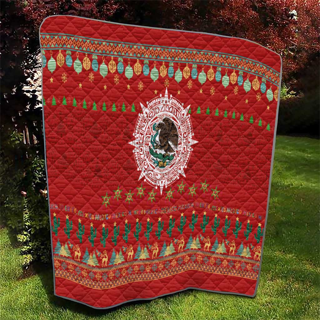 Mexico Merry Christmas Quilt Mexican Cultural Emblem Xmas Style - Polynesian Pride