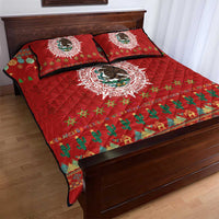 Mexico Merry Christmas Quilt Bed Set Mexican Cultural Emblem Xmas Style - Polynesian Pride