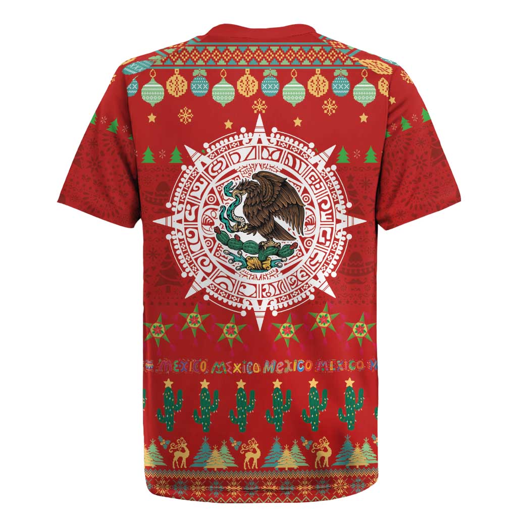 Mexico Merry Christmas Rugby Jersey Mexican Cultural Emblem Xmas Style - Polynesian Pride