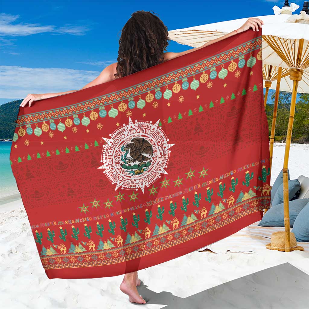 Mexico Merry Christmas Sarong Mexican Cultural Emblem Xmas Style - Polynesian Pride