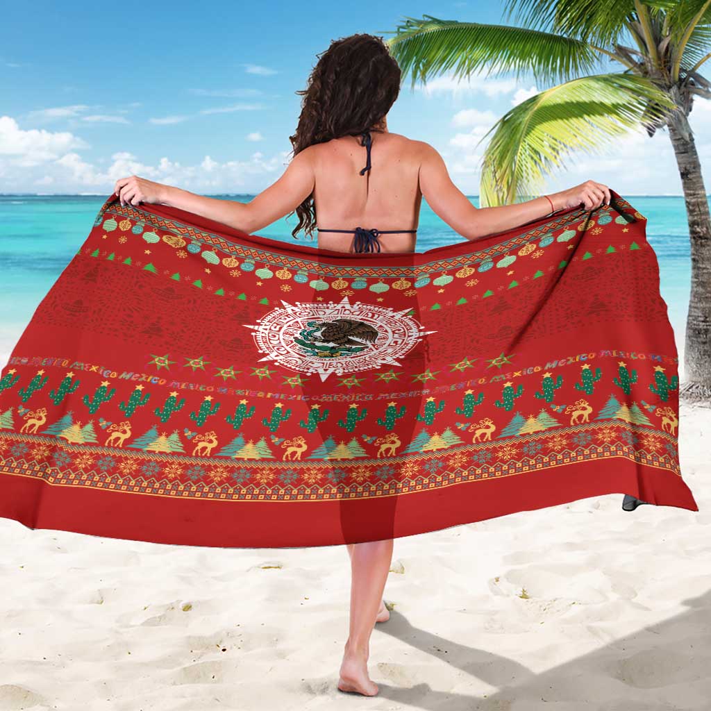 Mexico Merry Christmas Sarong Mexican Cultural Emblem Xmas Style - Polynesian Pride