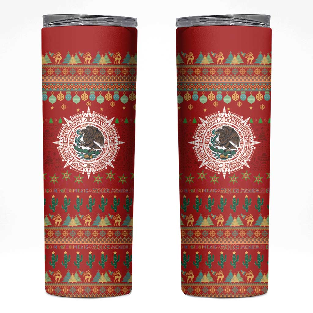 Mexico Merry Christmas Skinny Tumbler Mexican Cultural Emblem Xmas Style - Polynesian Pride