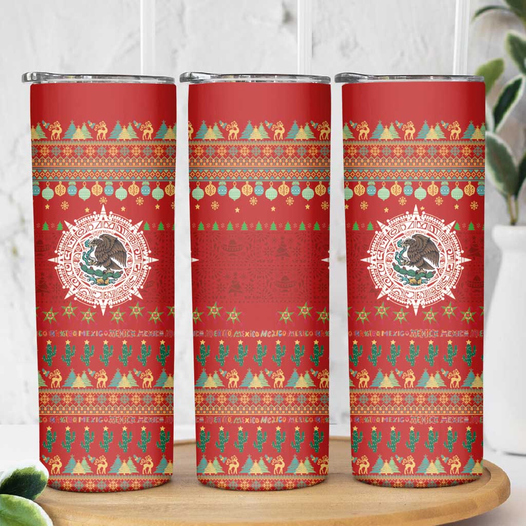 Mexico Merry Christmas Skinny Tumbler Mexican Cultural Emblem Xmas Style - Polynesian Pride