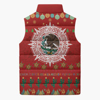 Mexico Merry Christmas Sleeveless Puffer Jacket Mexican Cultural Emblem Xmas Style - Polynesian Pride