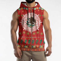 Mexico Merry Christmas Sleeveless Zip Hoodie Mexican Cultural Emblem Xmas Style - Polynesian Pride