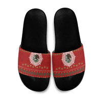 Mexico Merry Christmas Slide Sandals Mexican Cultural Emblem Xmas Style - Polynesian Pride