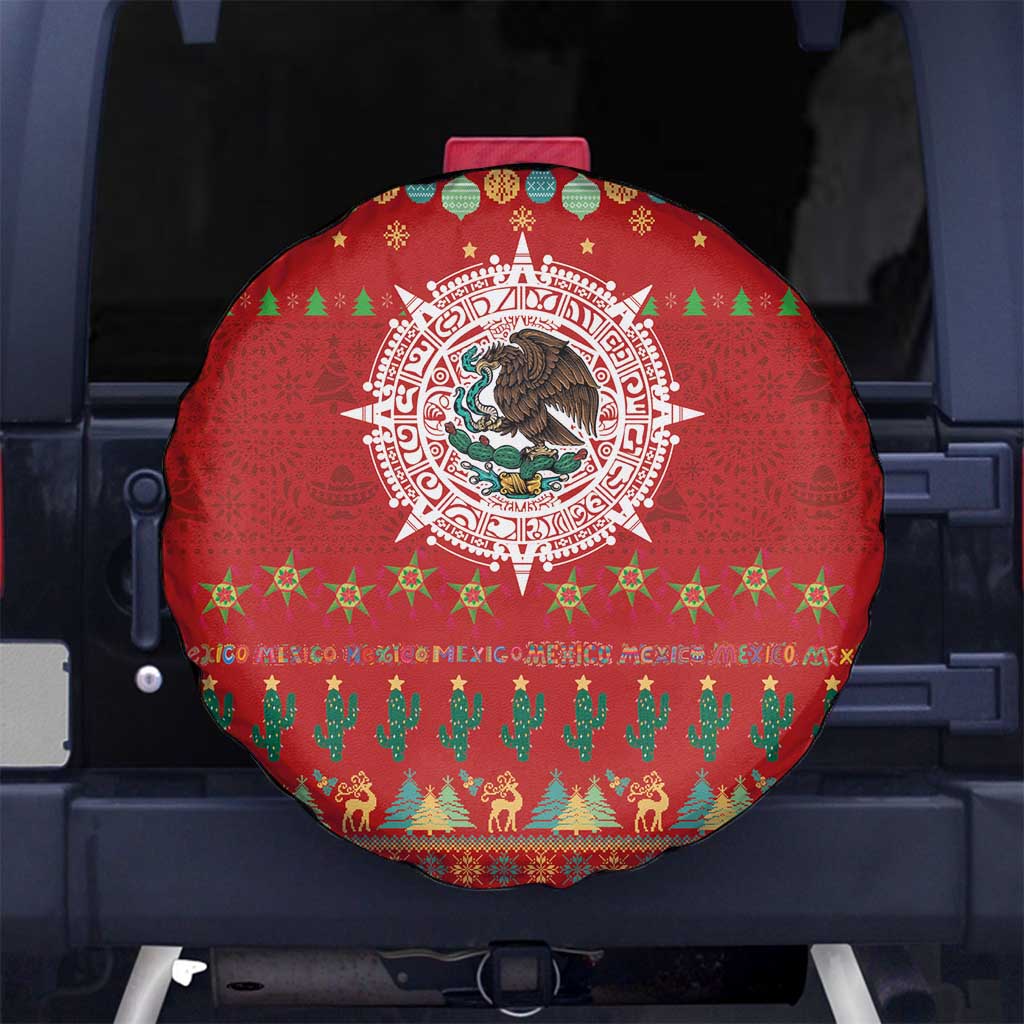 Mexico Merry Christmas Spare Tire Cover Mexican Cultural Emblem Xmas Style - Polynesian Pride