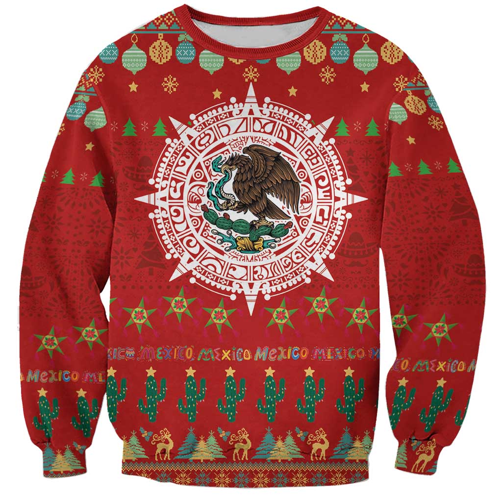 Mexico Merry Christmas Sweatshirt Mexican Cultural Emblem Xmas Style - Polynesian Pride