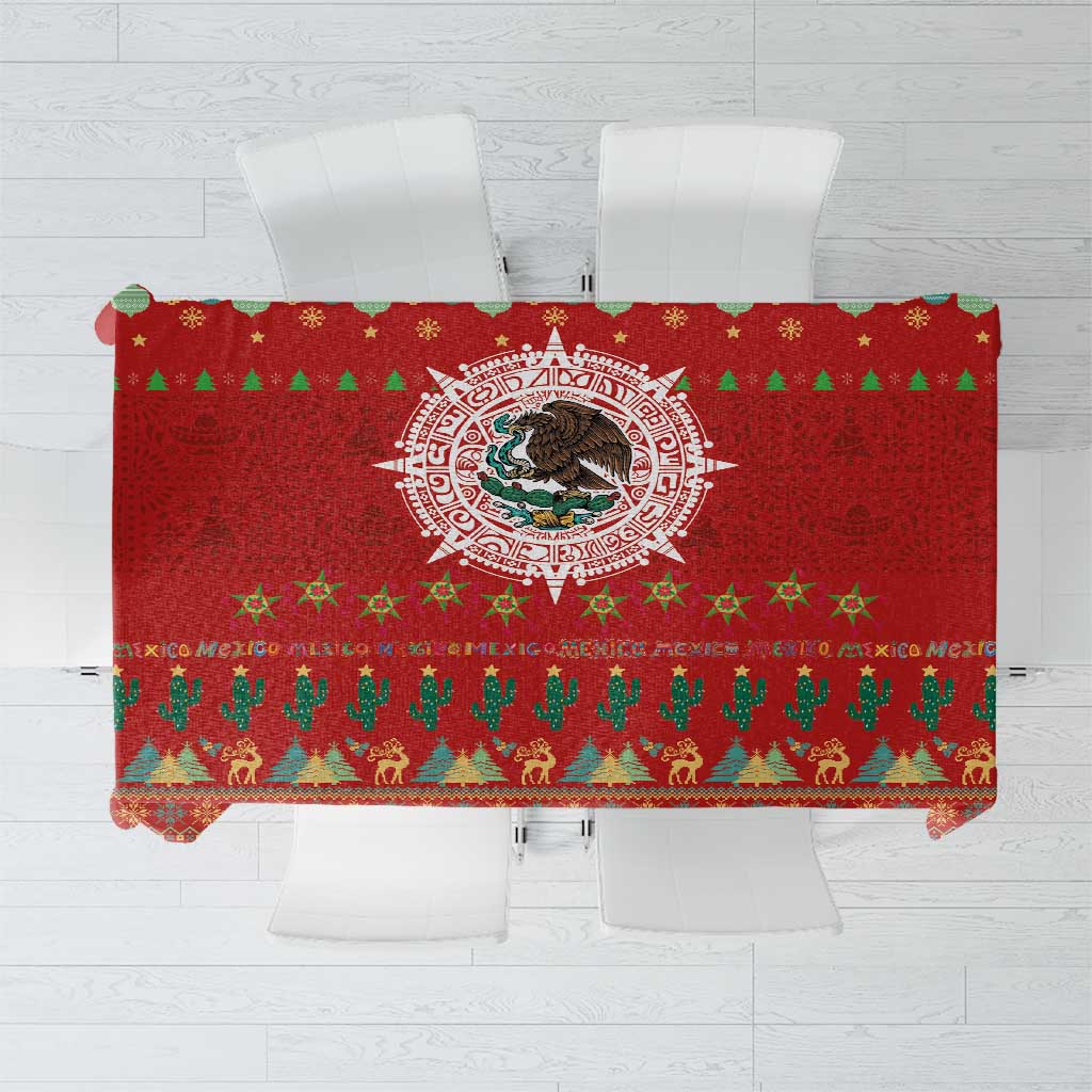 Mexico Merry Christmas Tablecloth Mexican Cultural Emblem Xmas Style - Polynesian Pride